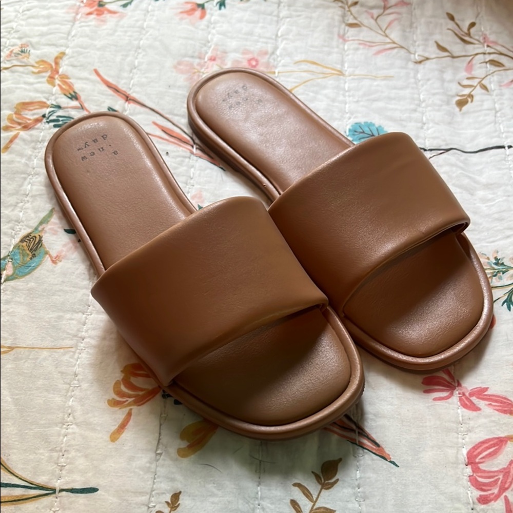 a new day Tan Slide Sandals